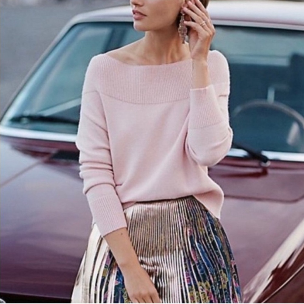 Anthropologie Moth Raspail Boatneck Sweater - Shell Pink XL